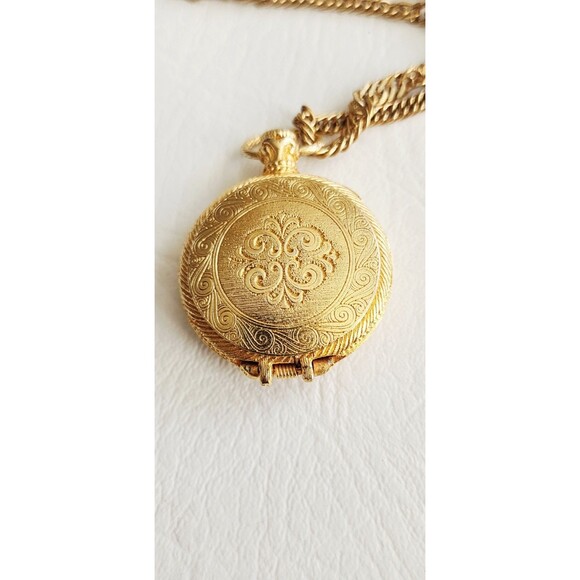 Vintage Max Factor Blue Aquarius Compact Locket Solid Perfume Pendant Gold Tone - Picture 3 of 5